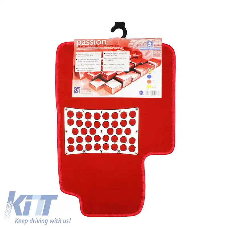 Covorase Universale pentru Mașină Roșu Pasional 5 Pcs-image-6291279