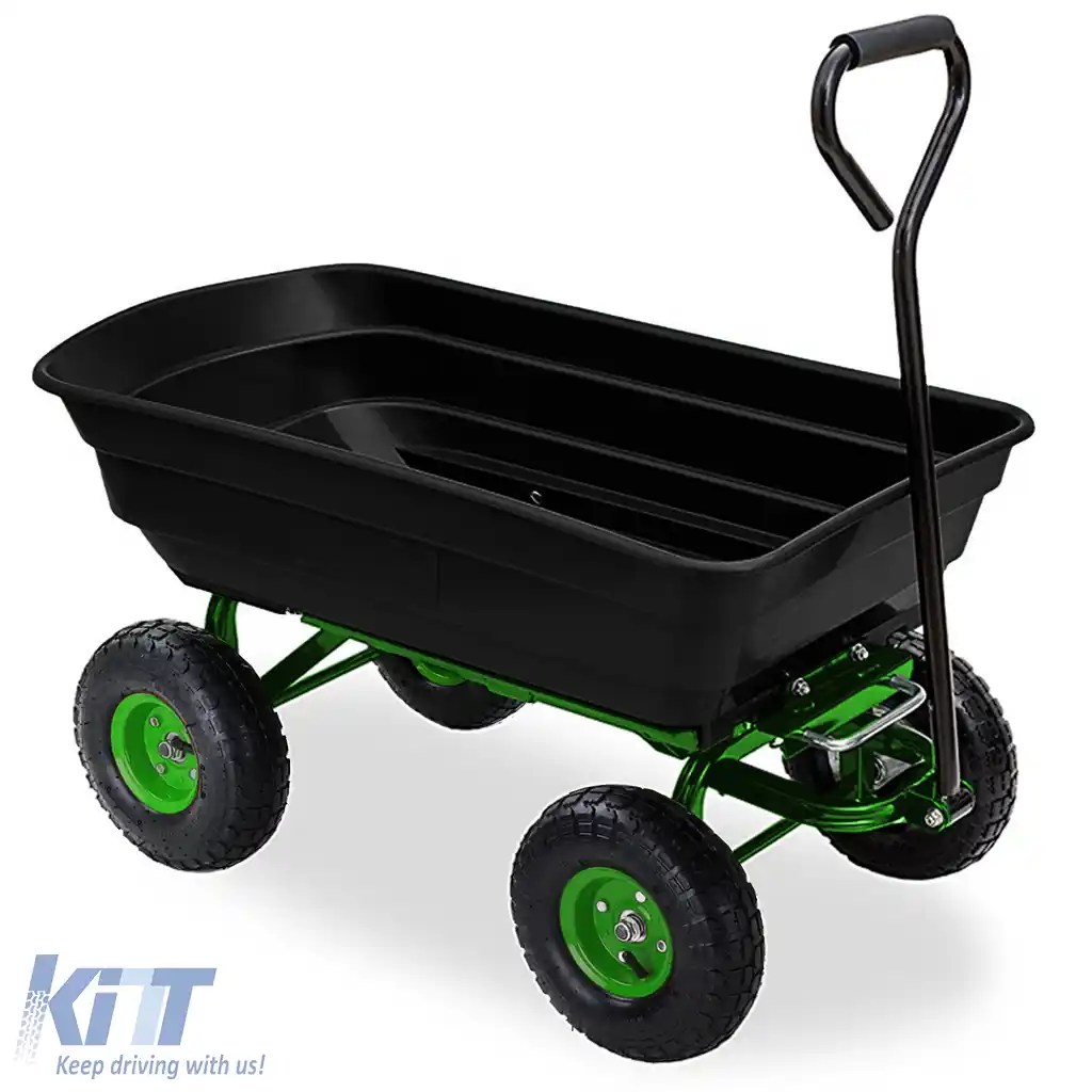 image-4-Cărucior de transport cărucior de grădină roabă cărucior cu funcție de înclinare 250 kg negru verde