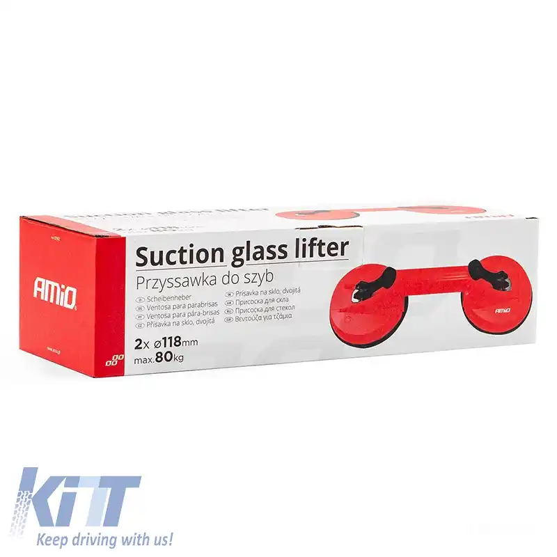 Cupă de vacuum pentru transferul sticlei dublu 2 x 118mm diametru cu capacitate de susținere de 80kg Amio 02902 1 bucată-image-6306180