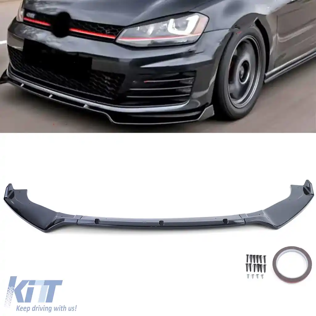 CUP spoiler frontal buza lucios negru, potrivit pentru VW Golf 7 13-20