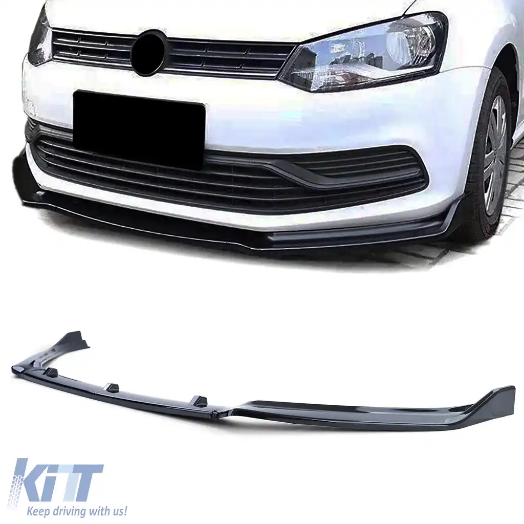 CUP spoiler frontal buza lucios negru, potrivit pentru VW Polo 5 6C 14-17