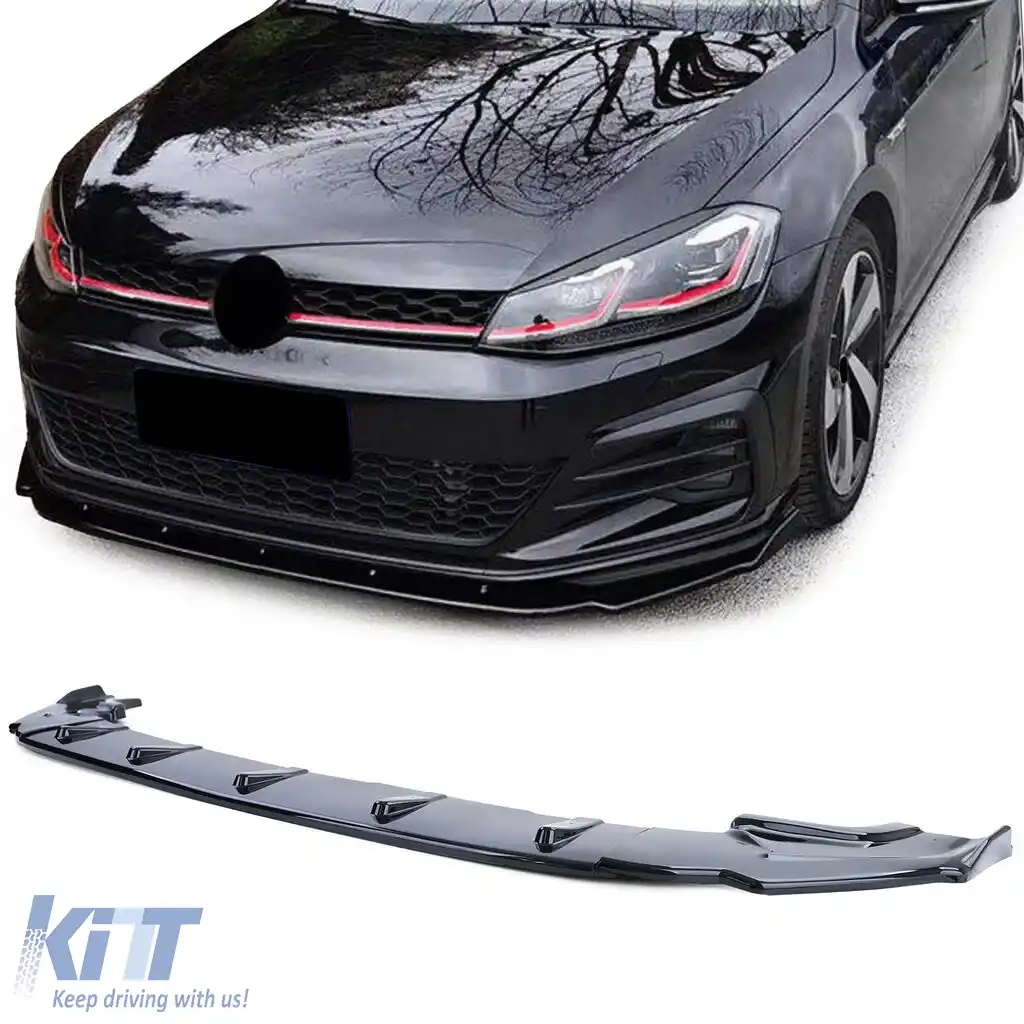 CUP spoiler frontal lip lucios negru, potrivit pentru VW Golf 7 GTI 13-20