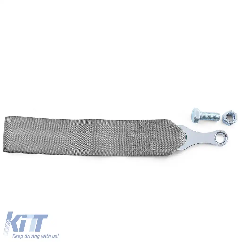 Curea de remorcare motorsport cu cârlig de remorcare, fabricată din material, universală, 26.5cm, gri-image-6194916