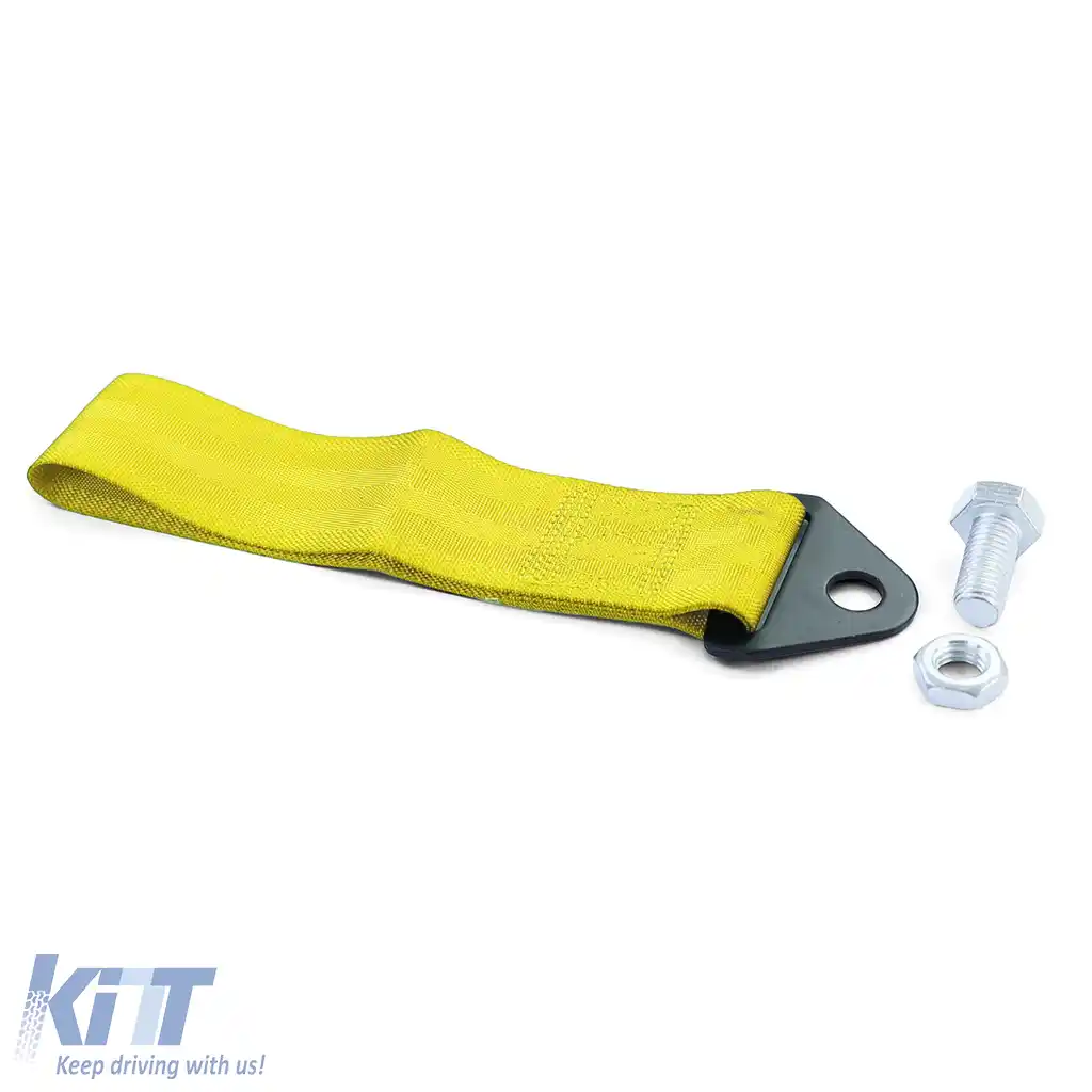 Curea de remorcare pentru curse, realizată din material textil, universală, 21.5cm, galbenă-image-6199690