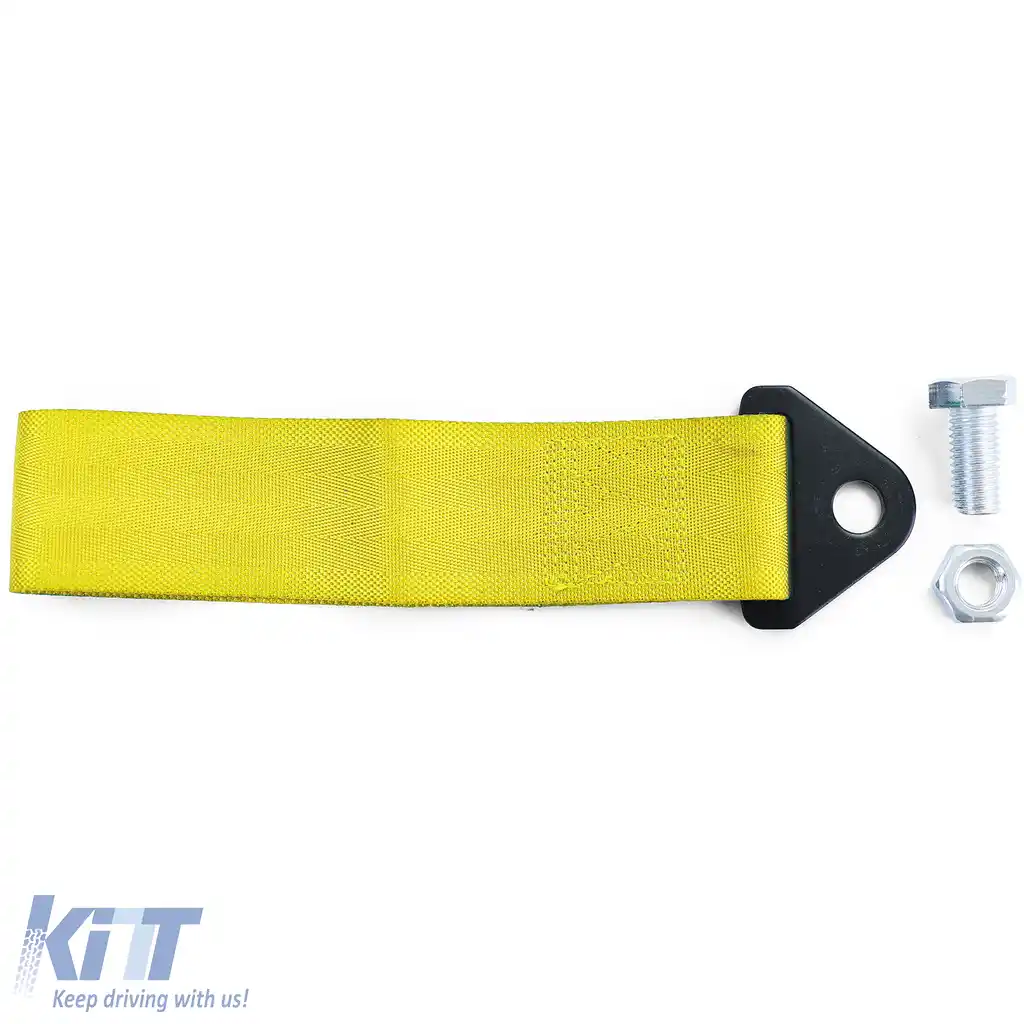 Curea de remorcare pentru curse, realizată din material textil, universală, 21.5cm, galbenă-image-6199691