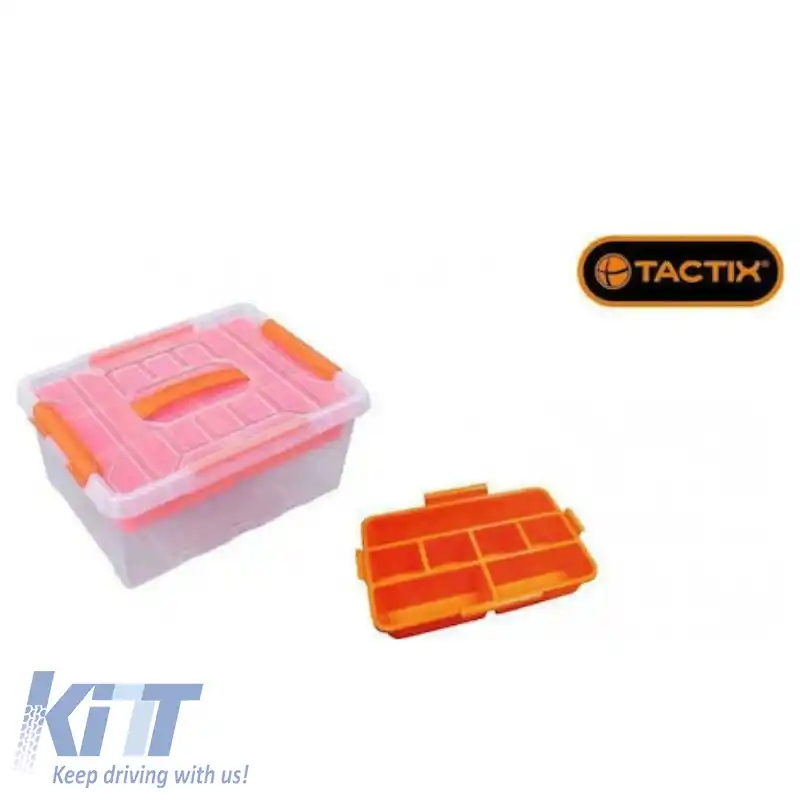 Cutie de depozitare din plastic cu capac transparent 40.4x30.4x25.7cm 22Lt Tactix 320266-image-6311101