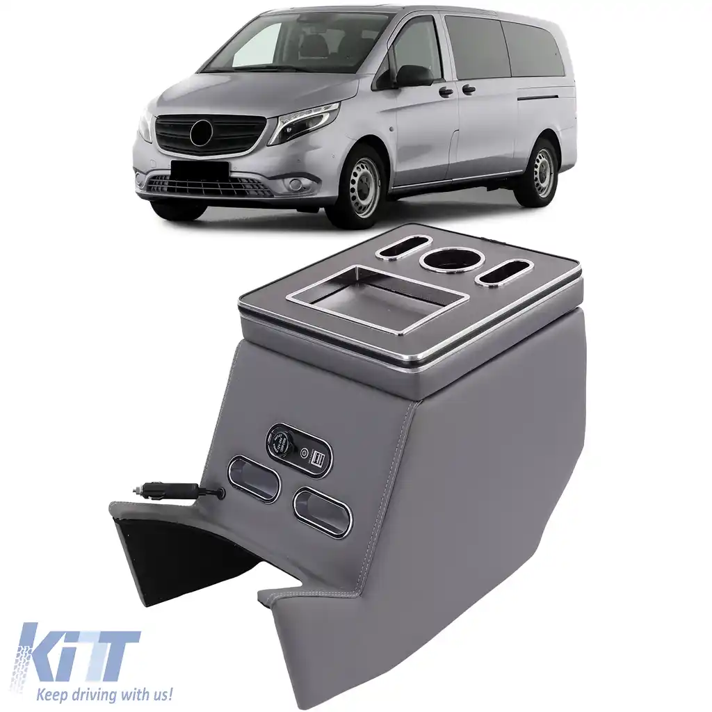 Cutie de depozitare pentru cotiera consola centrală gri, potrivită pentru Mercedes V-Class W447