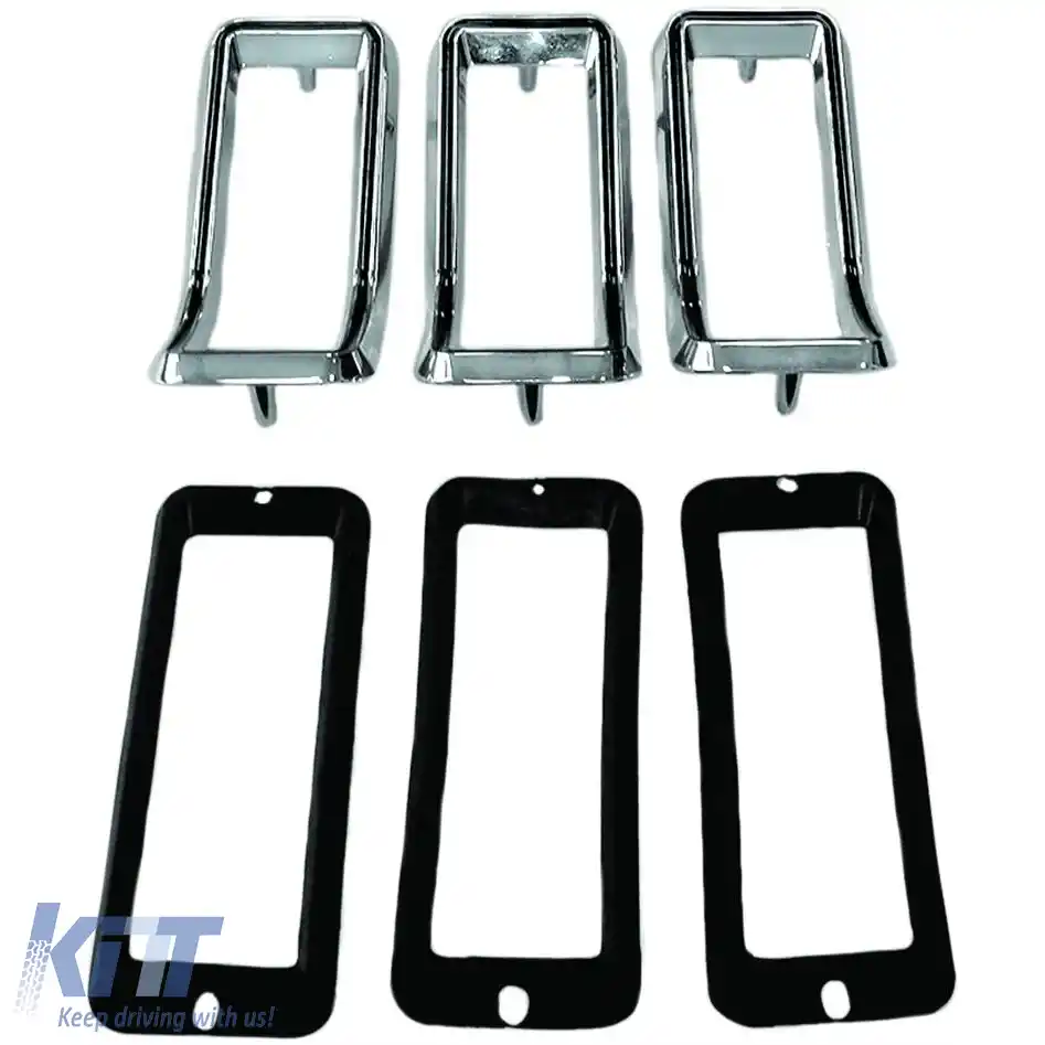 Decorațiune pentru faruri spate (set de 3 piese/negru cromat) potrivită pentru Ford Mustang 68