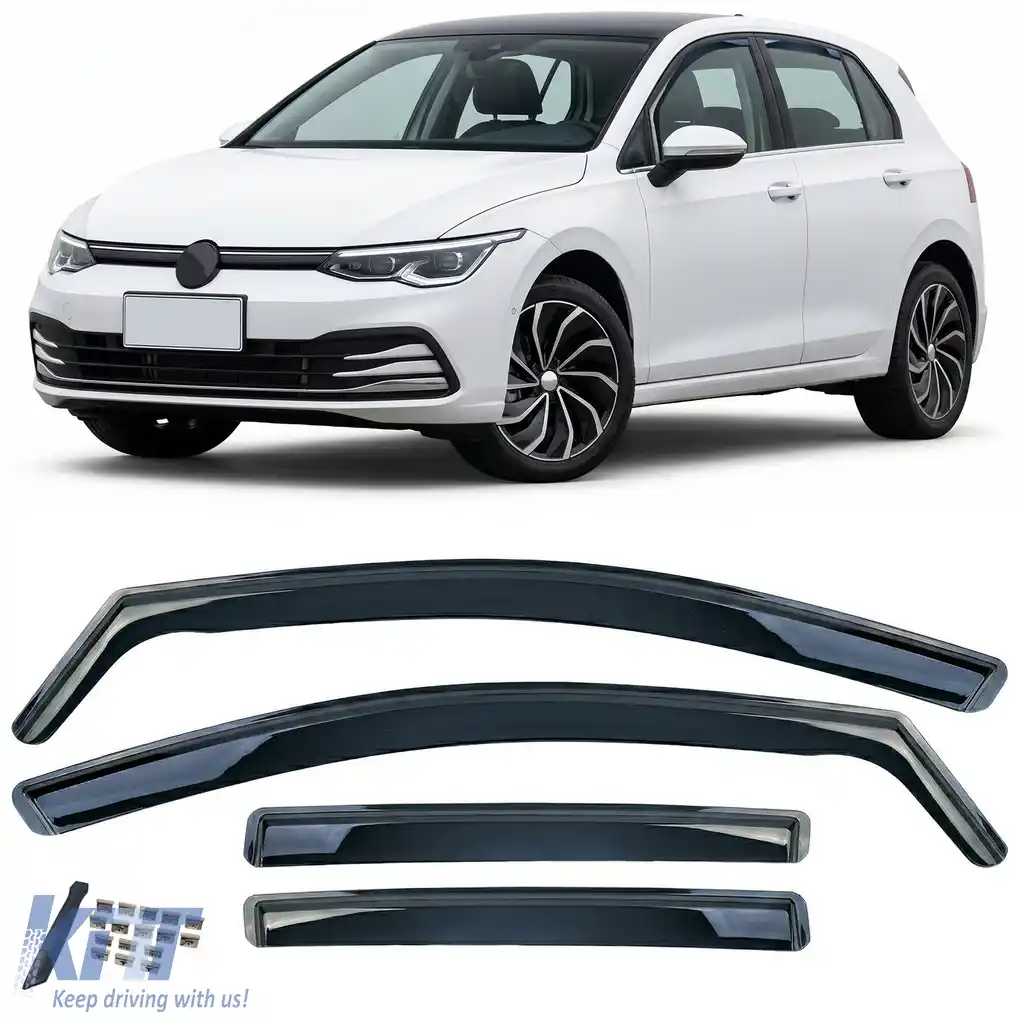 Deflectoare de vânt, protecții împotriva ploii, set de 4 piese, nuanță neagră, potrivite pentru VW Golf 8 2019-2024