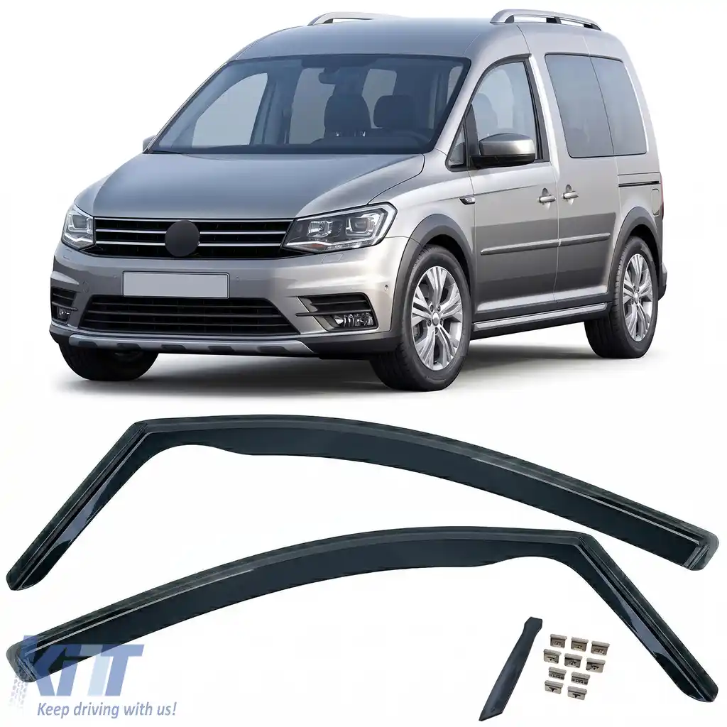 Deflectoare de vânt, protecții împotriva ploii, 2 piese, nuanțate în negru, potrivite pentru VW Caddy 3 2k 2004-2015