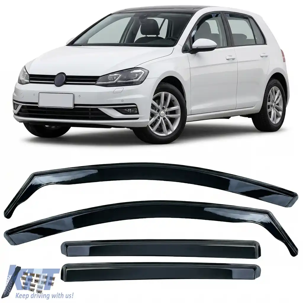 Deflectoare de vânt, set de 4 piese, nuanță neagră, potrivit pentru VW Golf 7 2013-2017