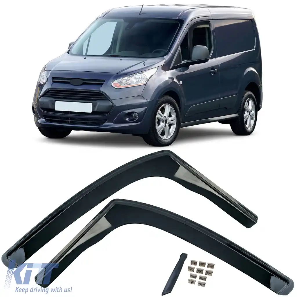 Deflector de vânt, deflector de ploaie, 2 piese, negru, potrivit pentru Ford Transit Connect 2013-2020