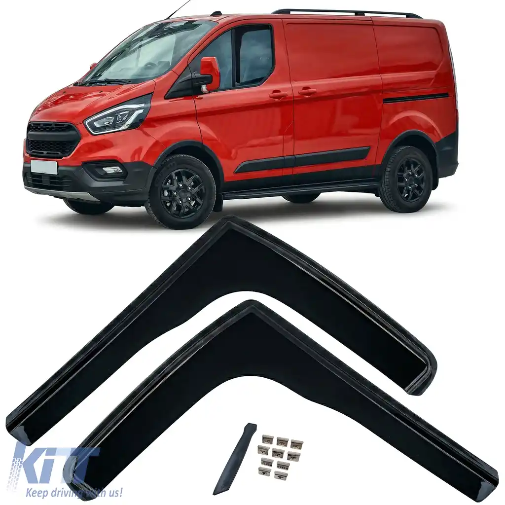 Deflector de vânt deflector de ploaie 2-piese negru, potrivit pentru Ford Transit Custom 2012-2023
