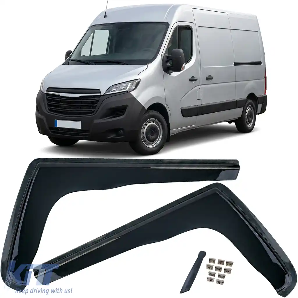 Deflector de vânt, deflector de ploaie, 2 piese, negru fumuriu, potrivit pentru Opel Movano C din 2021