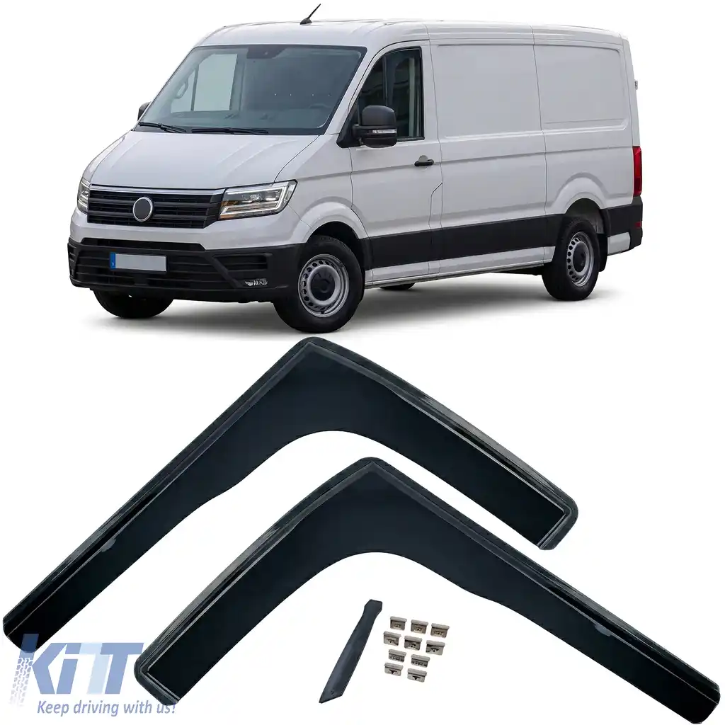 Deflector de vânt deflector de ploaie 2 piese negru, potrivit pentru VW Crafter generația a 2-a din 2017