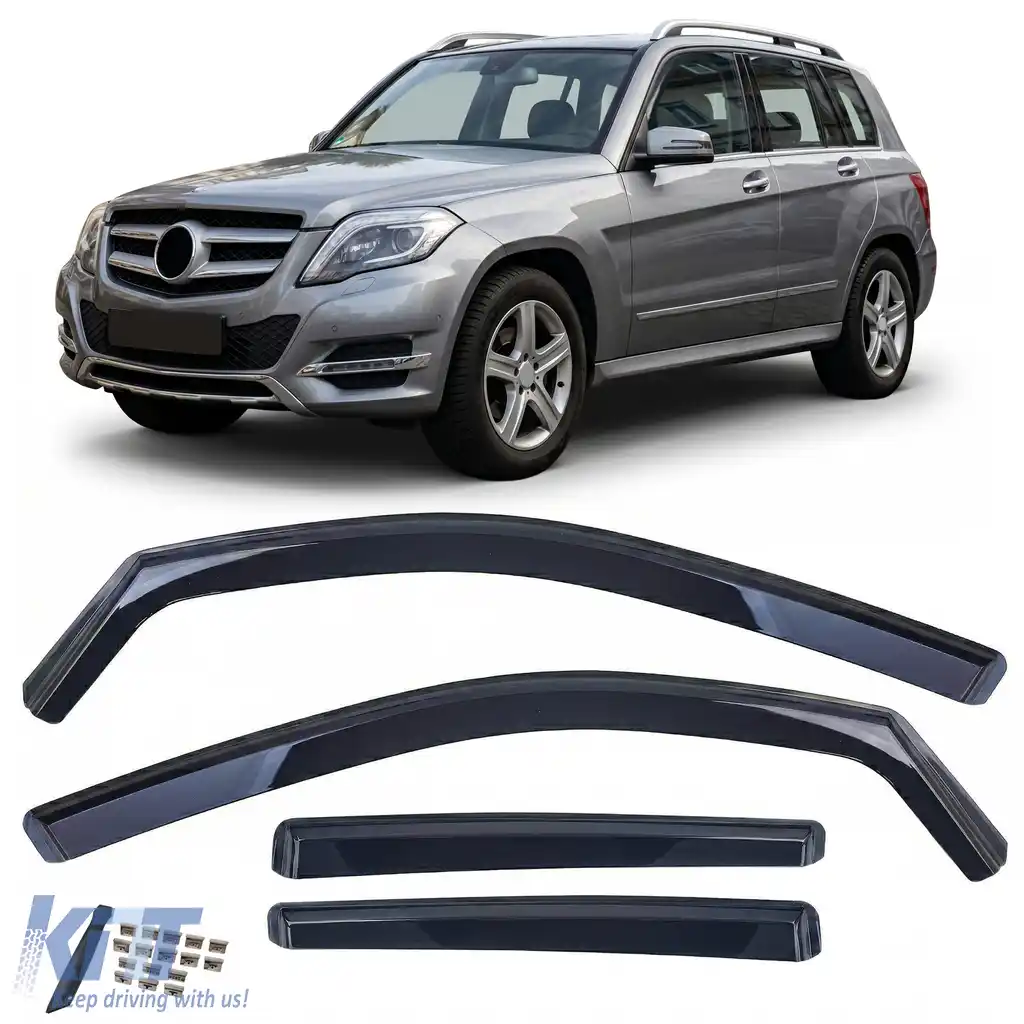 Deflector de vânt, deflector de ploaie, 4 piese, negru, potrivit pentru Mercedes GLK X204 2008-2015