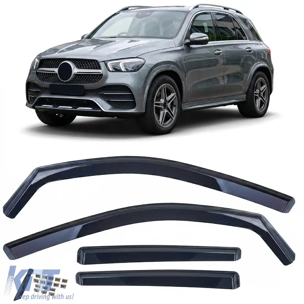 Deflector de vânt, deflector de ploaie, 4 piese, negru, potrivit pentru Mercedes GLE C167 din 2019