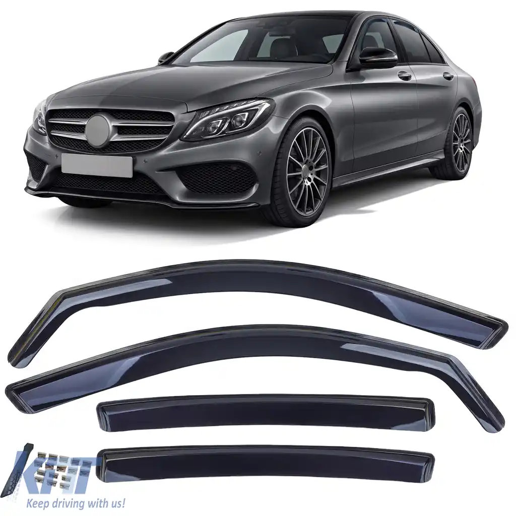 Deflector de vânt, deflector de ploaie, 4 piese, negru, potrivit pentru Mercedes C-Class W205 2014-2021