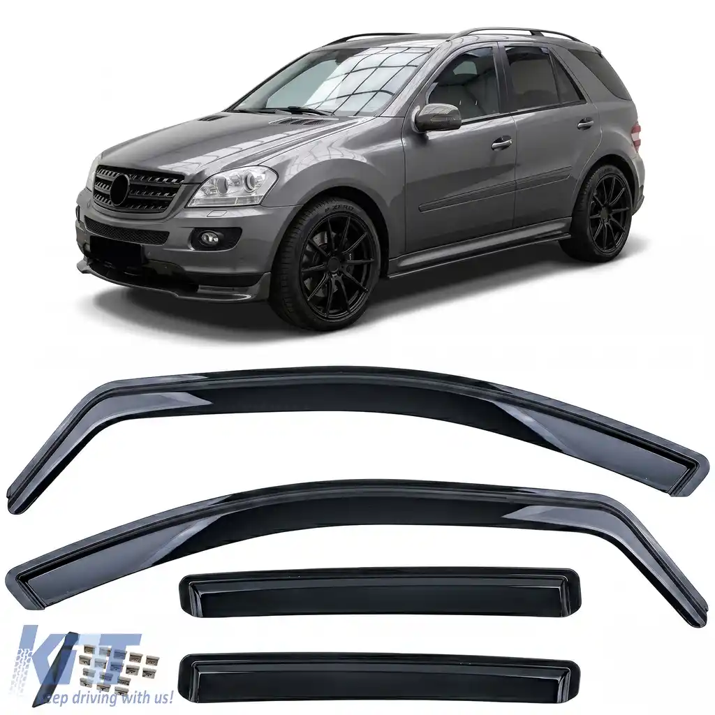 Deflector de vânt deflector de ploaie 4 piese negru, potrivit pentru Mercedes ML W164 2005-2011