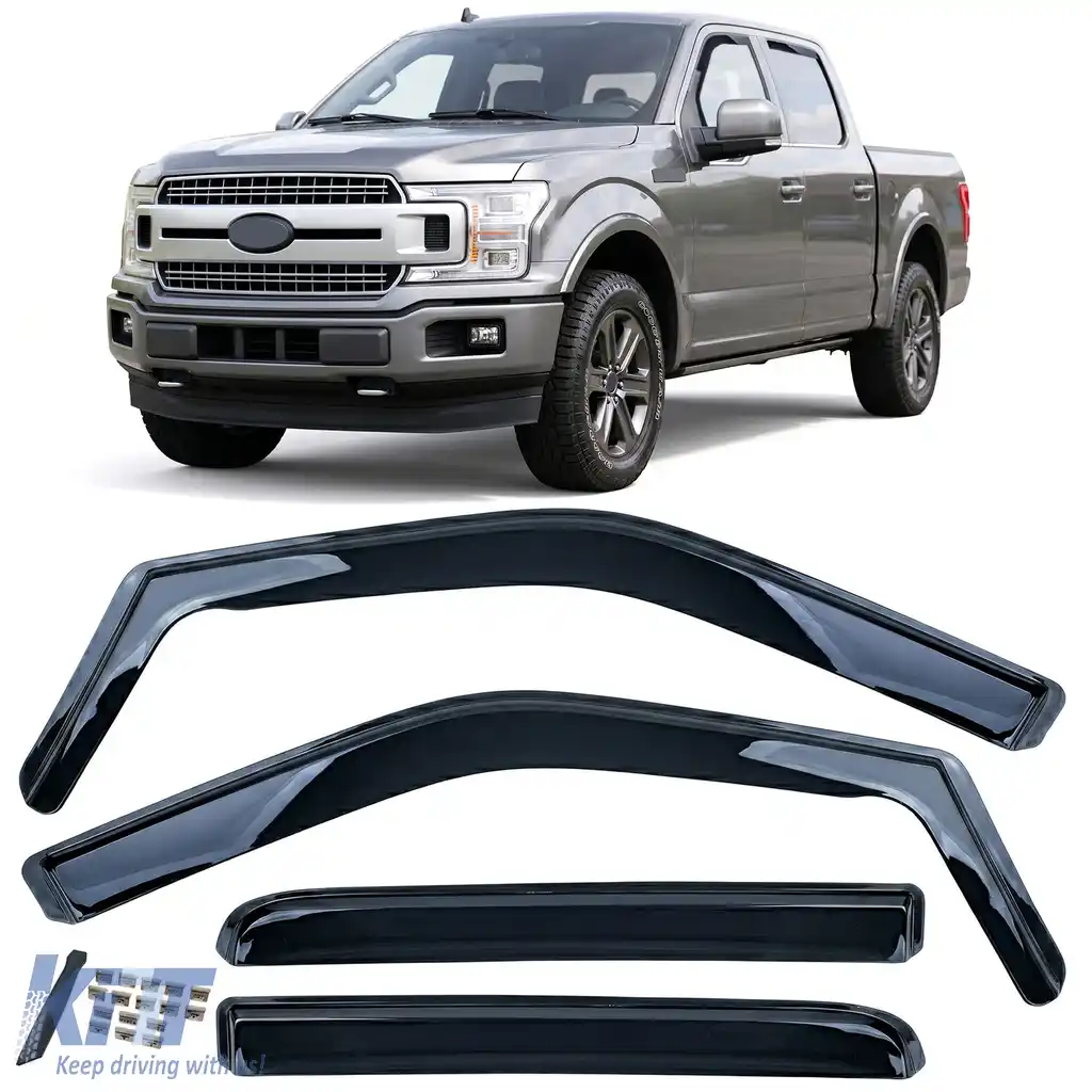 Deflector de vânt Deflector de ploaie 4-piese Negru potrivit pentru Ford F150 2014-2020