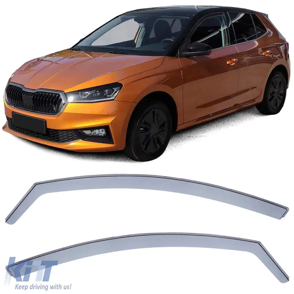 Deflector de vânt, deflector de ploaie, protecție împotriva vântului, negru fum pentru Skoda Fabia din 21