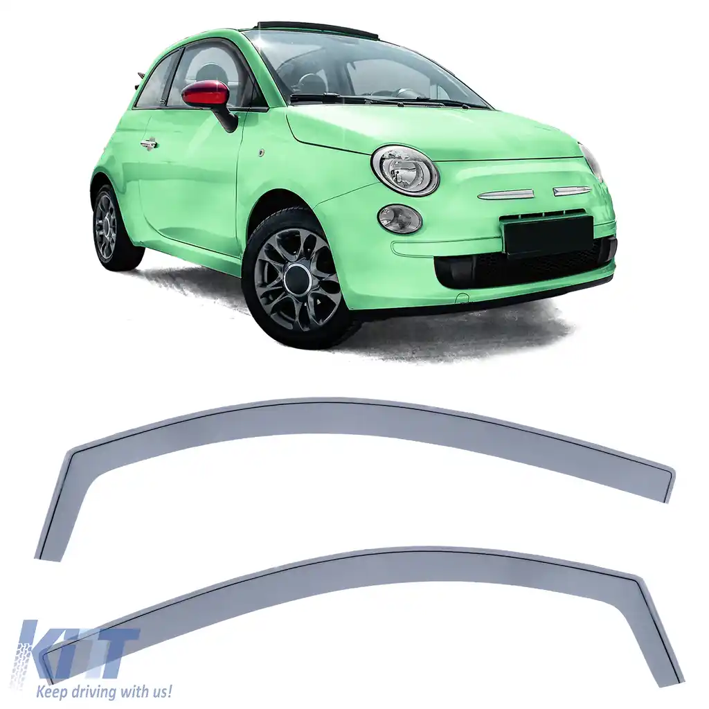 Deflector de vânt, deflector de ploaie, protecție împotriva vântului, negru fum pentru Fiat 500 500C 312 din 07