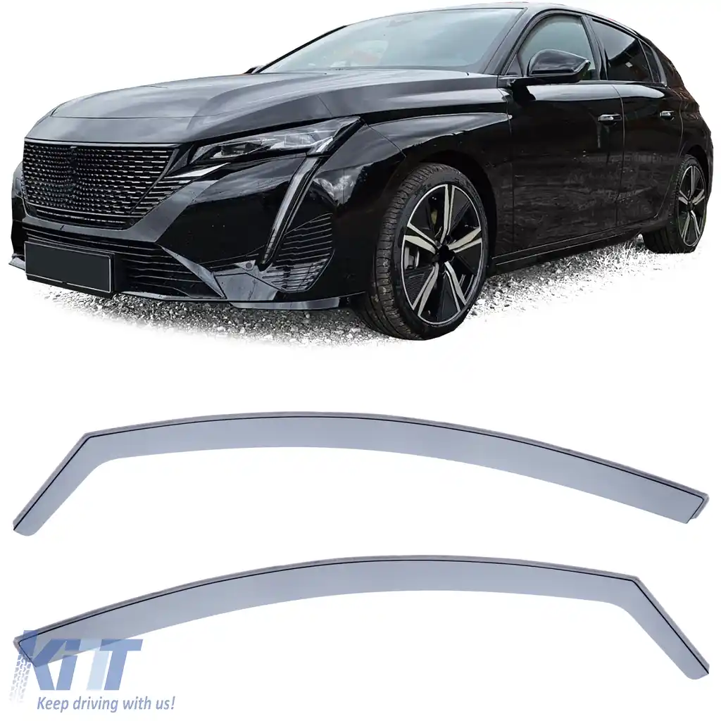 Deflector de vânt, deflector de ploaie, protecție împotriva vântului, negru fum pentru Peugeot 308 din 21