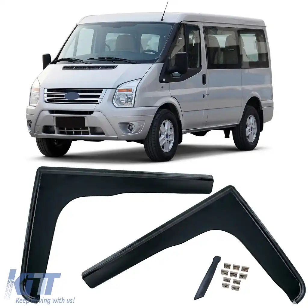 Deflector de vânt, protecție împotriva ploii, 2 piese, negru fumuriu, potrivit pentru Ford Transit 2006-2014