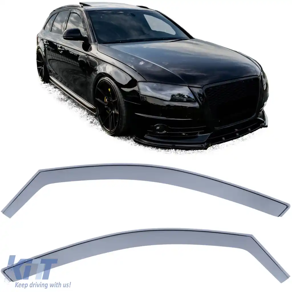 Deflector de vânt, protecție împotriva ploii, protecție împotriva vântului, fum negru, potrivit pentru Audi A4 8K B8 07-15