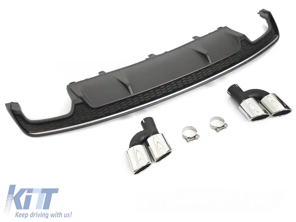 DIFFUZOR DUBLU IESIRE ARGINTIE NEAGRĂ SPORT S STIL potrivit pentru AUDI A7 C7 14-18