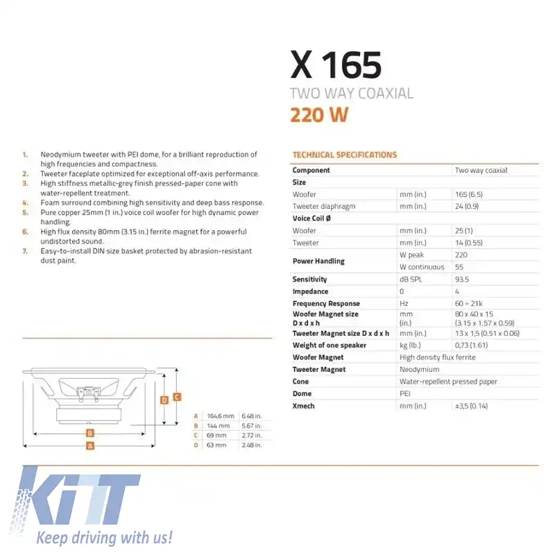 Difuzoare auto Hertz Dieci Uno X165 6.5