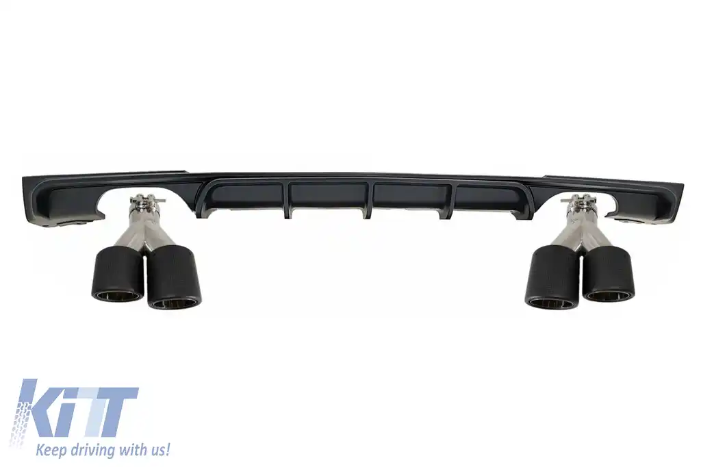 Difuzor Bara Evacuare Dubla Spate cu Tobe Ornamente Carbon Fiber Mat compatibil cu BMW Seria 3 F30 F31 (2011-up) M Performance Design