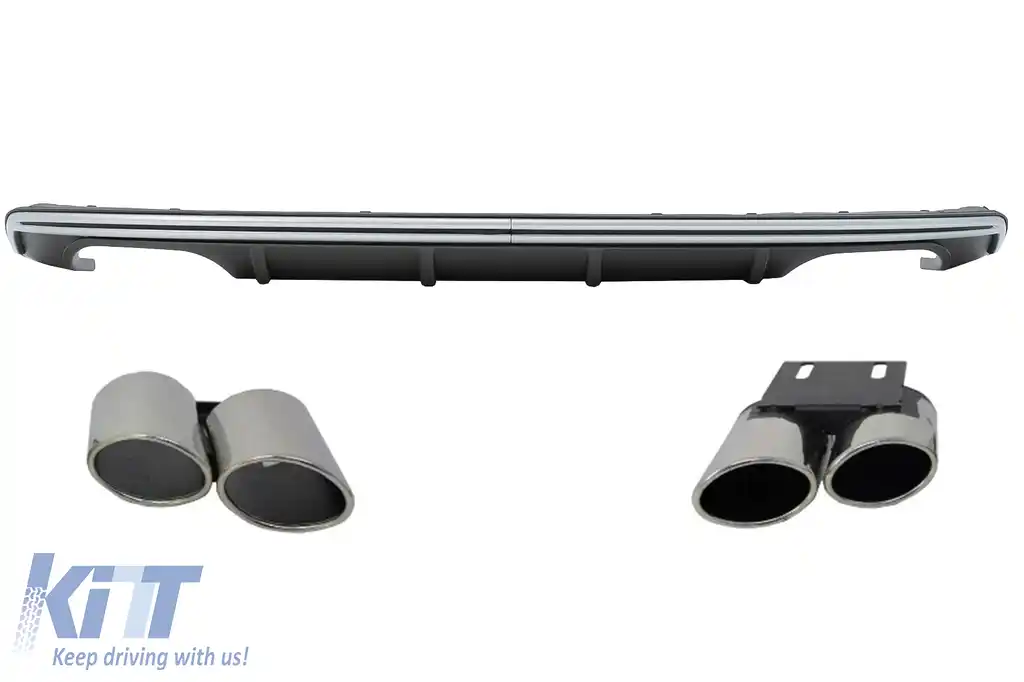 Difuzor Bara Spate compatibil cu Audi A3 8V Hatchback Sportback (2012-2015) S3 Design cu Ornamente Evacuare