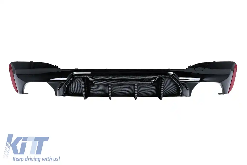 Difuzor Bara Spate compatibil cu BMW Seria 5 G30 G31 (2017-2024) M5 Design Negru Lucios cu Insertie Carbon-image-6128457