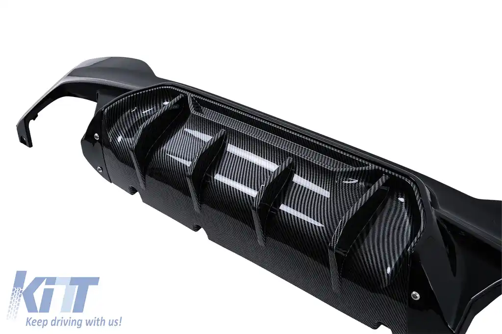 Difuzor Bara Spate compatibil cu BMW Seria 5 G30 G31 (2017-2024) M5 Design Negru Lucios cu Insertie Carbon-image-6128459