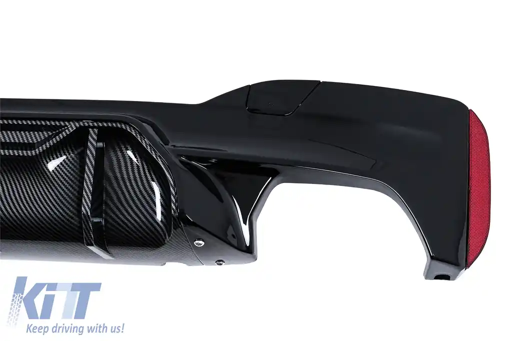 Difuzor Bara Spate compatibil cu BMW Seria 5 G30 G31 (2017-2024) M5 Design Negru Lucios cu Insertie Carbon-image-6128460