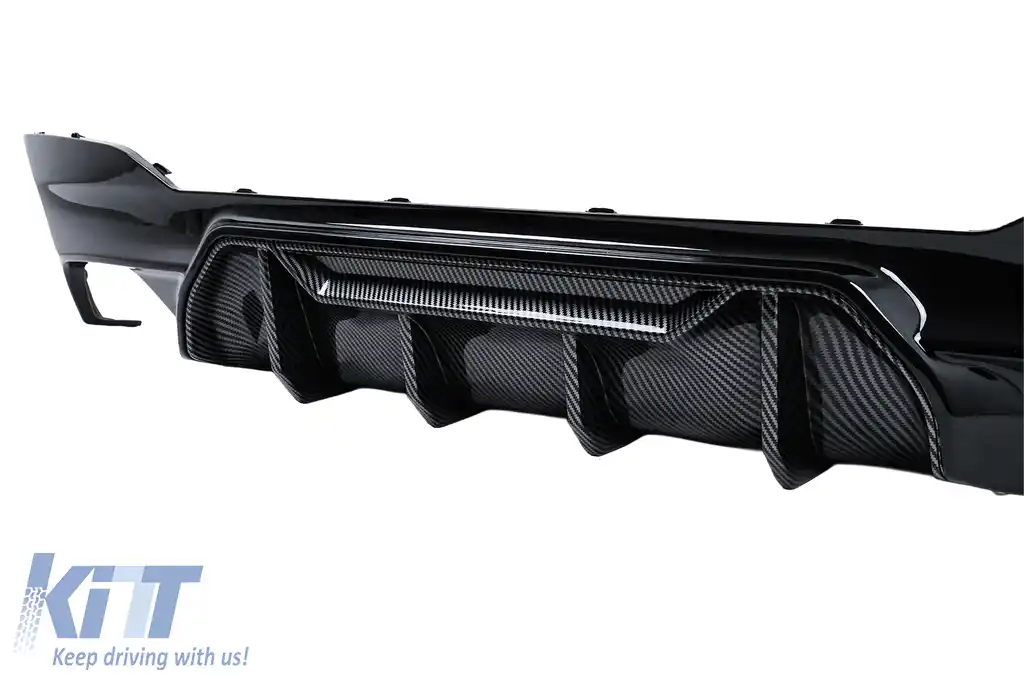 Difuzor Bara Spate compatibil cu BMW Seria 5 G30 G31 (2017-2024) M5 Design Negru Lucios cu Insertie Carbon-image-6128467