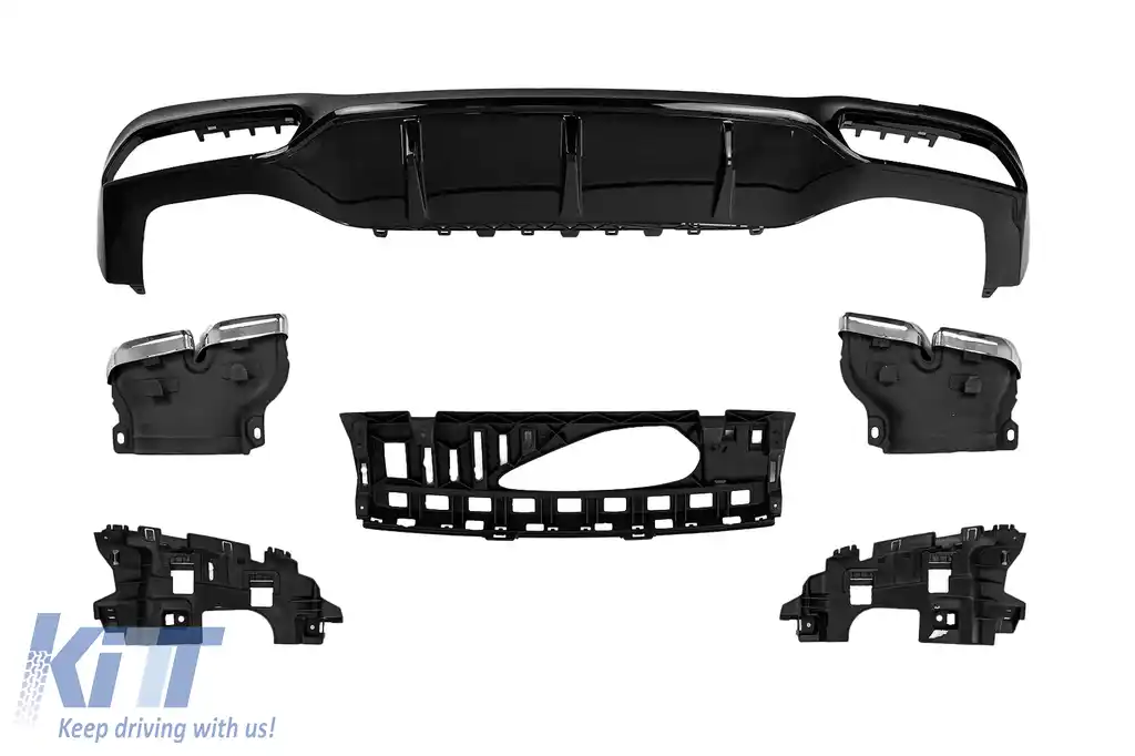 Difuzor Bara Spate compatibil cu Mercedes E-Class W213 S213 Sport Line (2016-2019) Negru Lucios-image-6126954