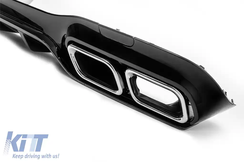 Difuzor Bara Spate compatibil cu Mercedes E-Class W213 S213 Sport Line (2016-2019) Negru Lucios-image-6126961