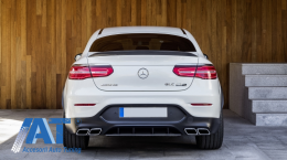 Difuzor Bara Spate compatibil cu Mercedes GLC Coupe C253 Sport Line (2015-2019) GLC63 Design Evacuari Crom-image-6055468