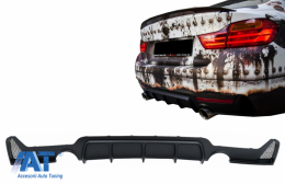 Difuzor Bara Spate Cu Evacuare Dubla compatibil cu BMW Seria 4 F32 F33 F36 (2013-2019) Negru-image-6085853