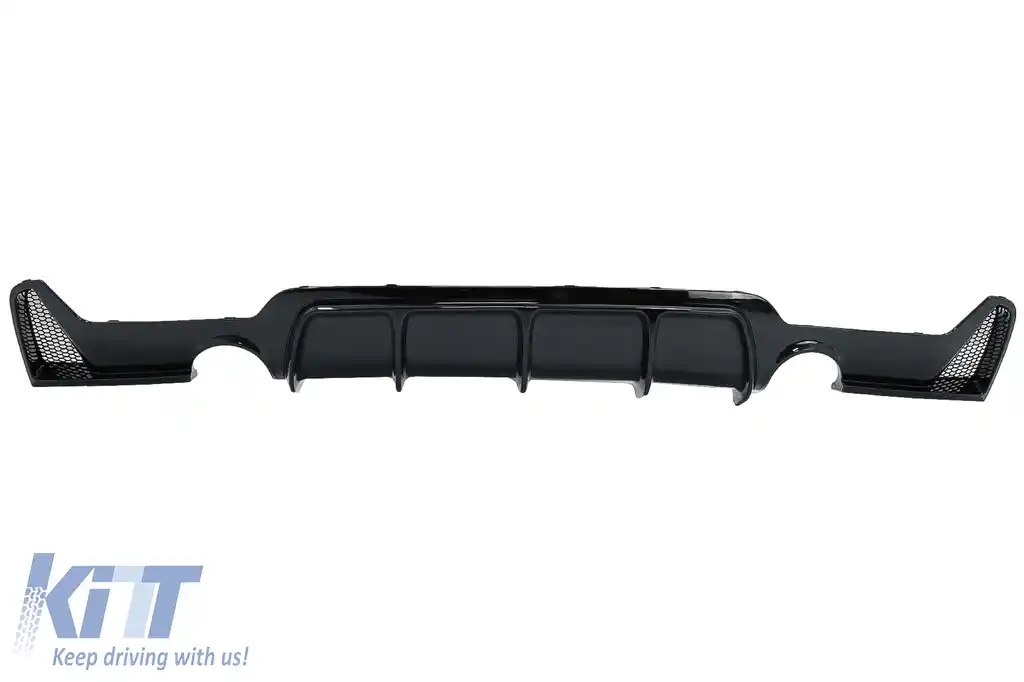 Difuzor Bara Spate Cu Evacuare Dubla compatibil cu BMW Seria 4 F32 F33 F36 (2013-2019) Negru Lucios