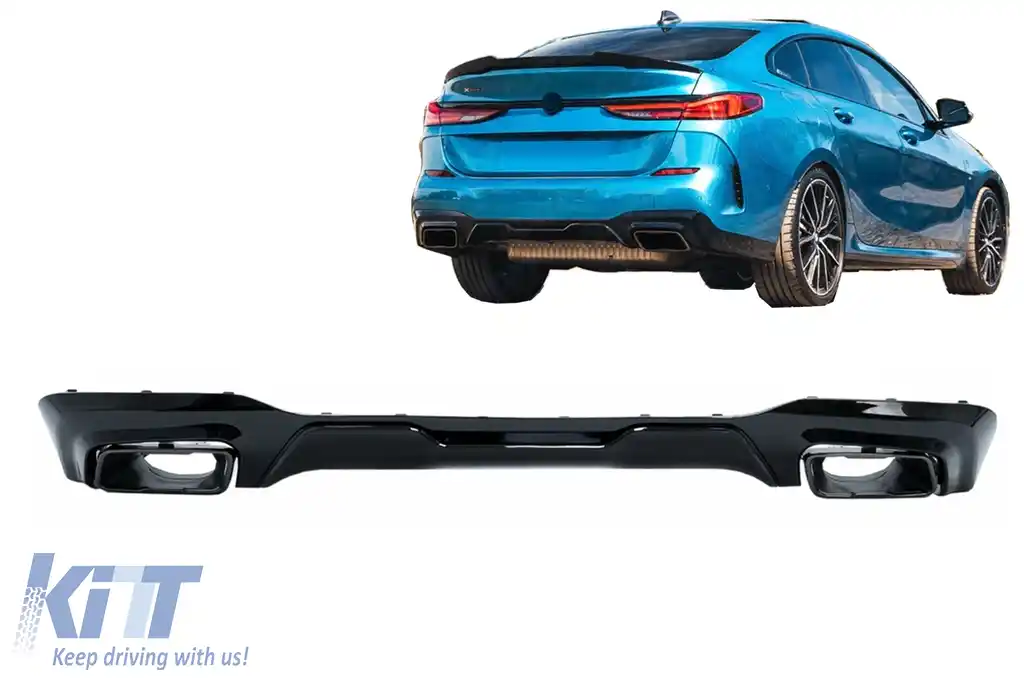 Difuzor Bara Spate cu Evacuare Dubla Negru Lucios compatibil cu BMW 2 Series F44 Gran Coupé (2020-up) M235I Design