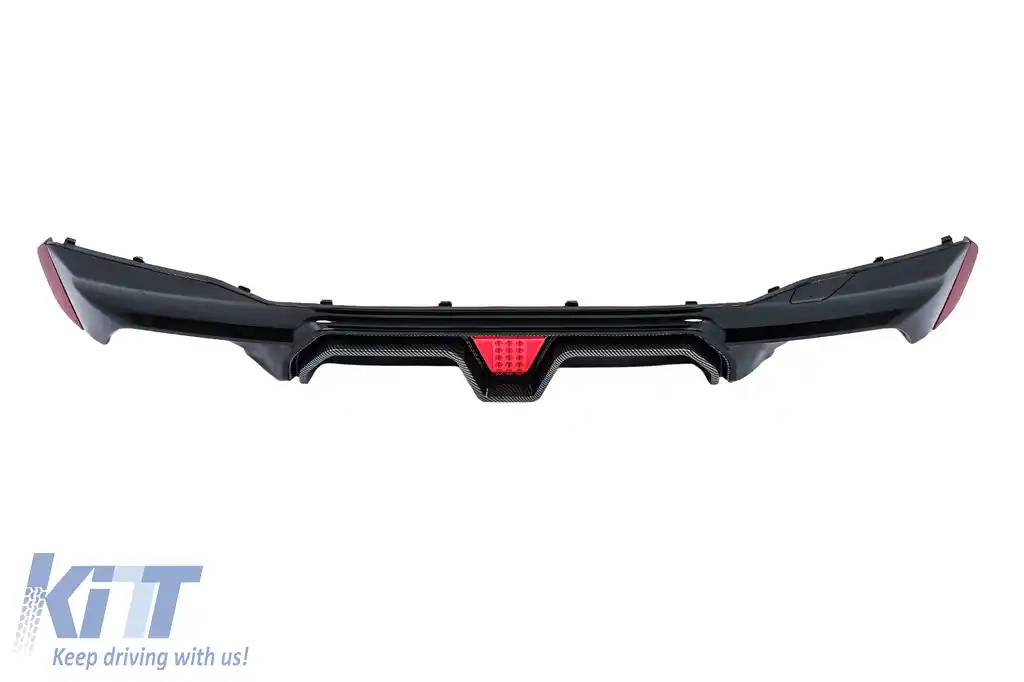 Difuzor Bara Spate cu LED compatibil cu BMW Seria 5 G30 G31 (2017-2024) M5 Design Negru Lucios cu Insertie Carbon-image-6128476