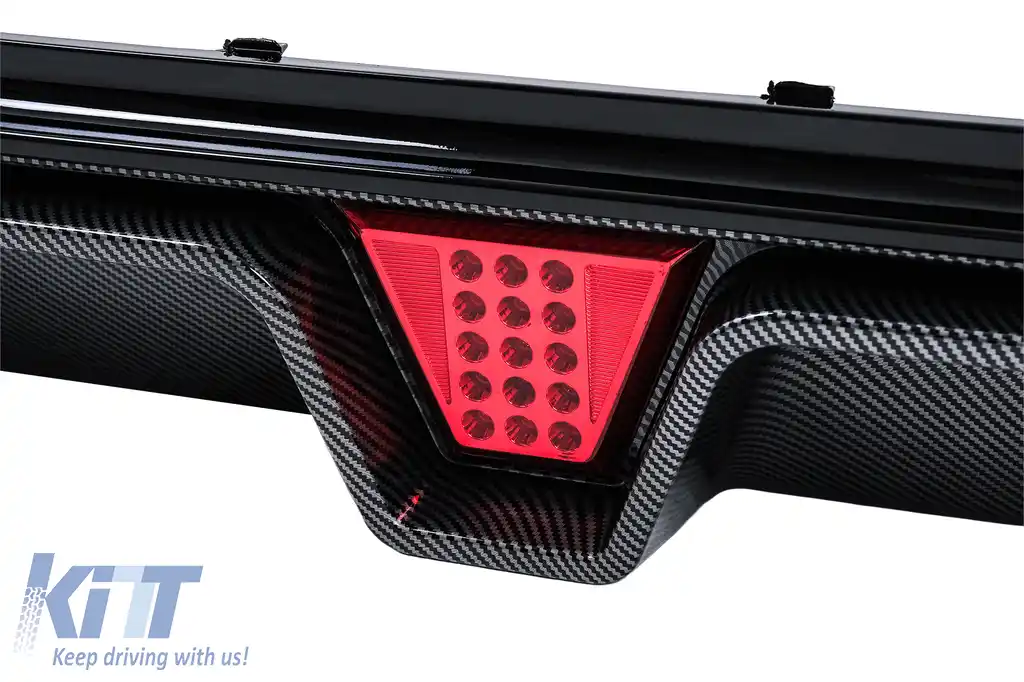 Difuzor Bara Spate cu LED compatibil cu BMW Seria 5 G30 G31 (2017-2024) M5 Design Negru Lucios cu Insertie Carbon-image-6128479