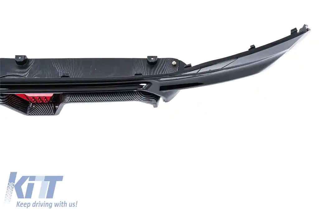 Difuzor Bara Spate cu LED compatibil cu BMW Seria 5 G30 G31 (2017-2024) M5 Design Negru Lucios cu Insertie Carbon-image-6128482