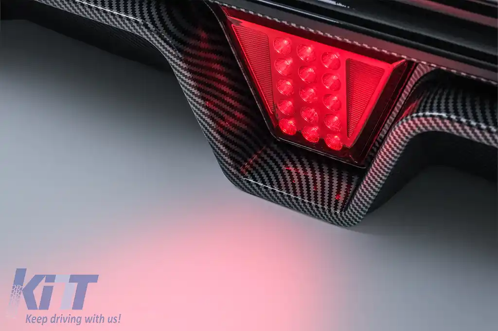 Difuzor Bara Spate cu LED compatibil cu BMW Seria 5 G30 G31 (2017-2024) M5 Design Negru Lucios cu Insertie Carbon-image-6128484