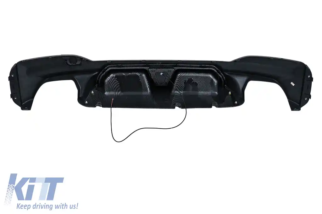 Difuzor Bara Spate cu LED compatibil cu BMW Seria 5 G30 G31 (2017-2024) M5 Design Negru Lucios cu Insertie Carbon-image-6128485