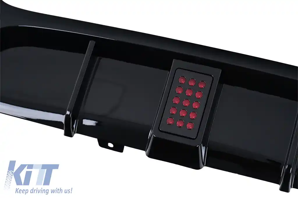 Difuzor Bara Spate cu LED compatibil cu BMW Seria 3 E90 E91 (2004-2012) M Design Negru Lucios-image-6165603