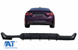 Difuzor Bara Spate cu o Evacuare Dubla compatibil cu BMW Seria 4 F32 F33 F36 (2013-2019) Negru Mat-image-6086407